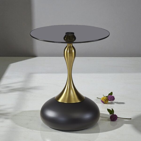 The Attic Luxe Drop End Table Unique Metal Base Décor,Black
