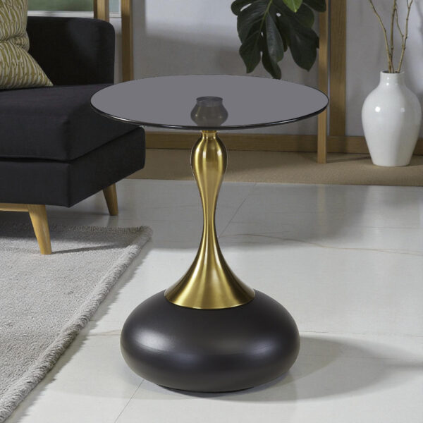 The Attic Luxe Drop End Table Unique Metal Base Décor,Black