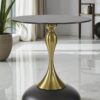The Attic Luxe Drop End Table Unique Metal Base Décor,Black