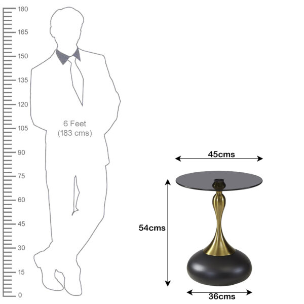 The Attic Luxe Drop End Table Unique Metal Base Décor,Black