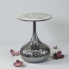 The Attic Luna Marble Top End Table Round Modern Décor,Titanium