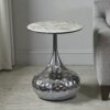 The Attic Luna Marble Top End Table Round Modern Décor,Titanium