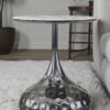 The Attic Luna Marble Top End Table Round Modern Décor,Titanium