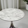 The Attic Luna Marble Top End Table Round Modern Décor,Titanium