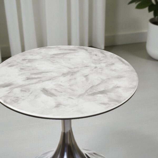 The Attic Luna Marble Top End Table Round Modern Décor,Titanium