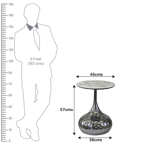 The Attic Luna Marble Top End Table Round Modern Décor,Titanium