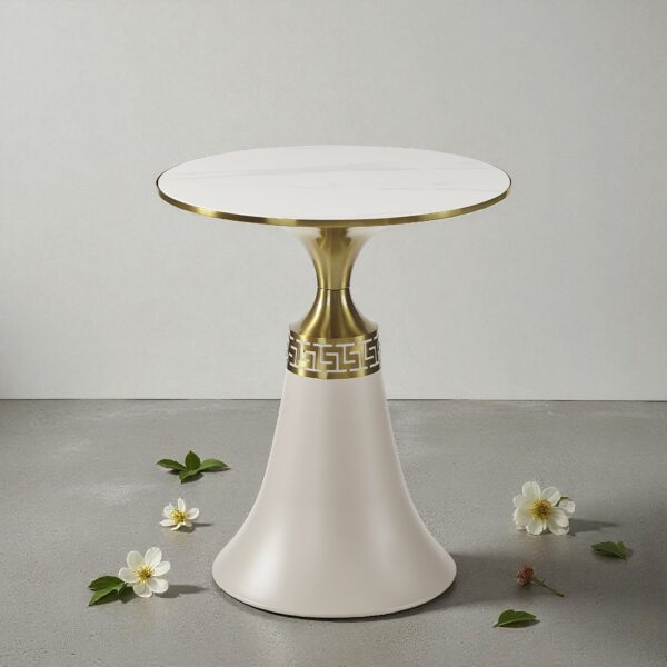 The Attic Orion Black Marble Top End Table Sleek Design,Cream