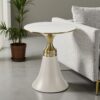 The Attic Orion Black Marble Top End Table Sleek Design,Cream