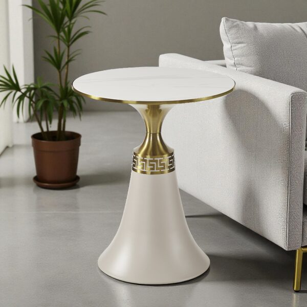 The Attic Orion Black Marble Top End Table Sleek Design,Cream