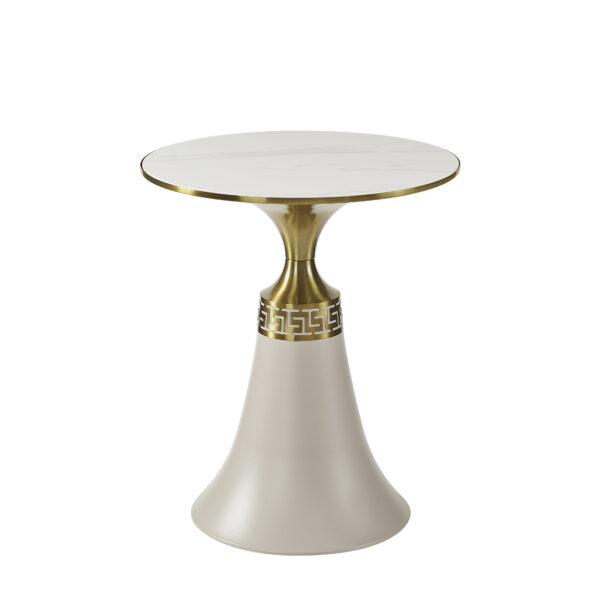 The Attic Orion Black Marble Top End Table Sleek Design,Cream