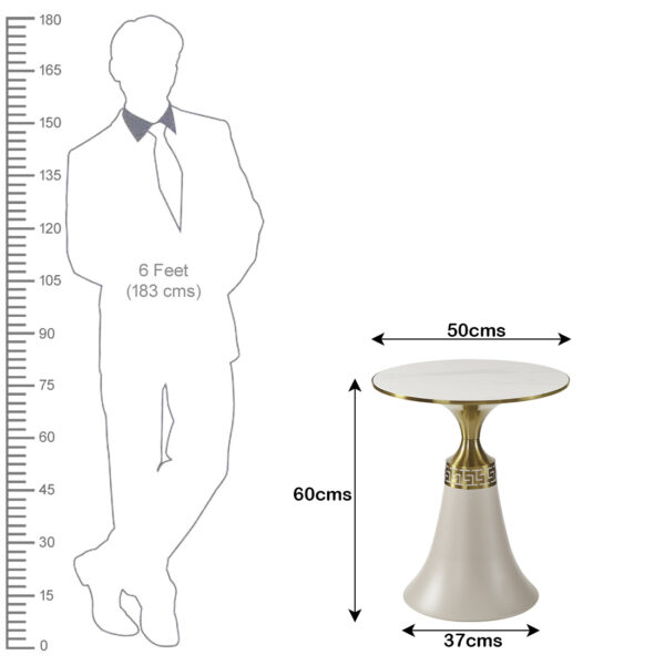 The Attic Orion Black Marble Top End Table Sleek Design,Cream