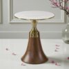 The Attic Verona Marble Top End Table Stylish Decor Piece,Honey & Gold