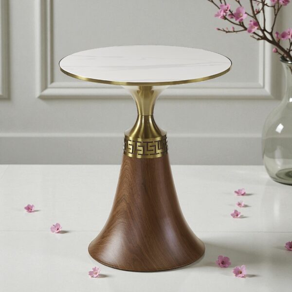 The Attic Verona Marble Top End Table Stylish Decor Piece,Honey & Gold