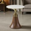 The Attic Verona Marble Top End Table Stylish Decor Piece,Honey & Gold