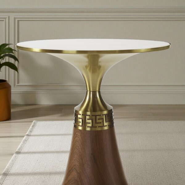 The Attic Verona Marble Top End Table Stylish Decor Piece,Honey & Gold