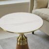 The Attic Verona Marble Top End Table Stylish Decor Piece,Honey & Gold