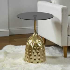 The Attic Bellona Gold Hammered End Table Luxury Metal,Golden