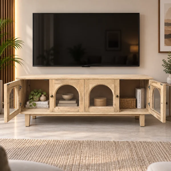 KL-2344Nat (5) The Attic Roman TV Cabinet Natural