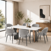 KL-2415A The Attic Urban Crown 6 Chair Dining Set,Light Grey,Titanium, Rose Gold & Cream,180Cms