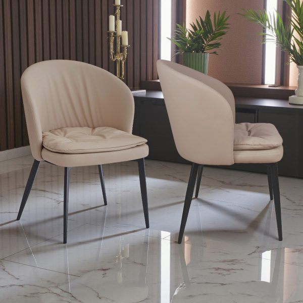 KL-2477 (2) The Attic Modern Crest 6 Seater Dining Set,Cream ,Rose Gold & Cream,160Cms