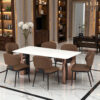 KL-2601 (1) The Attic Aurora 6 Seater Dining Set,Chocolate,Black, Rose Gold & Cream,180Cms