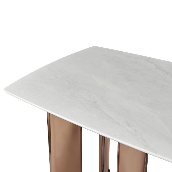 KL-2619 (2) The Attic Modern Crest 6 Seater Dining Set,Cream ,Rose Gold & Cream,160Cms
