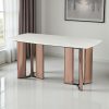 KL-2619 (4) The Attic Modern Crest 6 Seater Dining Set,Cream ,Rose Gold & Cream,160Cms