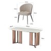 KL-2619 (5) The Attic Modern Crest 6 Seater Dining Set,Cream ,Rose Gold & Cream,160Cms