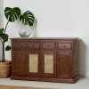 KL-1660HC (1) The Attic Francisco Sideboard Cane | Honey Matte Finish