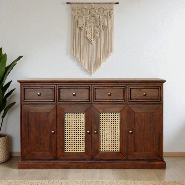 KL-1660HC (2) The Attic Francisco Sideboard Cane | Honey Matte Finish