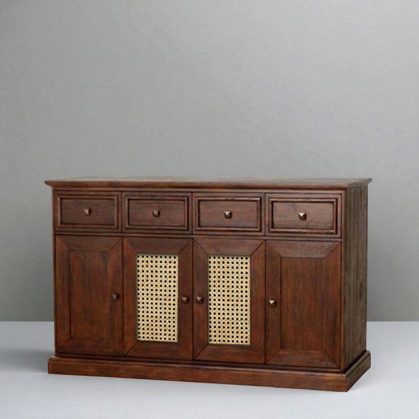 KL-1660HC (6) The Attic Francisco Sideboard Cane | Honey Matte Finish