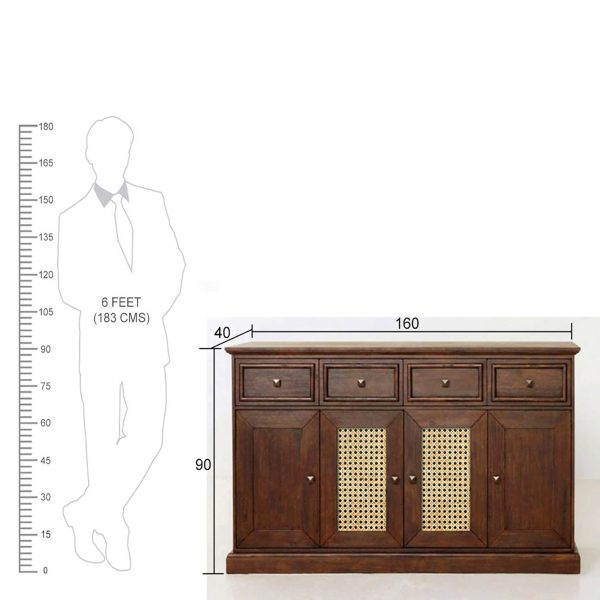 KL-1660HC (8) The Attic Francisco Sideboard Cane | Honey Matte Finish