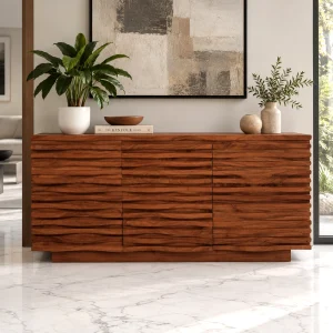 KL-2169H (1) The Attic Artic Sideboard, Multipurpose Cabinet for Kitchen and Living Room Storage, Crockery Storage, Solid Acacia Wood, Honey Matte Finish