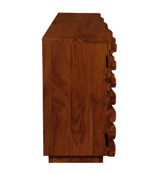 The Attic Artic Sideboard, Multipurpose Cabinet for Kitchen and Living Room Storage, Crockery Storage, Solid Acacia Wood, Honey Matte Finish