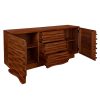 The Attic Artic Sideboard, Multipurpose Cabinet for Kitchen and Living Room Storage, Crockery Storage, Solid Acacia Wood, Honey Matte Finish