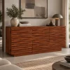 The Attic Artic Sideboard, Multipurpose Cabinet for Kitchen and Living Room Storage, Crockery Storage, Solid Acacia Wood, Honey Matte Finish