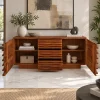 The Attic Artic Sideboard, Multipurpose Cabinet for Kitchen and Living Room Storage, Crockery Storage, Solid Acacia Wood, Honey Matte Finish