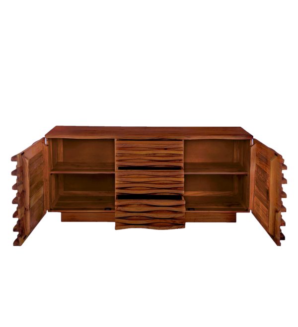 The Attic Artic Sideboard, Multipurpose Cabinet for Kitchen and Living Room Storage, Crockery Storage, Solid Acacia Wood, Honey Matte Finish