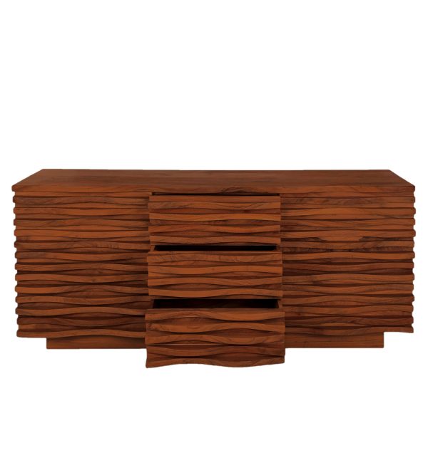 The Attic Artic Sideboard, Multipurpose Cabinet for Kitchen and Living Room Storage, Crockery Storage, Solid Acacia Wood, Honey Matte Finish