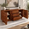 The Attic Artic Sideboard, Multipurpose Cabinet for Kitchen and Living Room Storage, Crockery Storage, Solid Acacia Wood, Honey Matte Finish