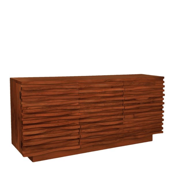 The Attic Artic Sideboard, Multipurpose Cabinet for Kitchen and Living Room Storage, Crockery Storage, Solid Acacia Wood, Honey Matte Finish
