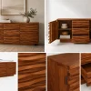 The Attic Artic Sideboard, Multipurpose Cabinet for Kitchen and Living Room Storage, Crockery Storage, Solid Acacia Wood, Honey Matte Finish