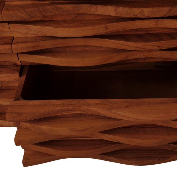 The Attic Artic Sideboard, Multipurpose Cabinet for Kitchen and Living Room Storage, Crockery Storage, Solid Acacia Wood, Honey Matte Finish