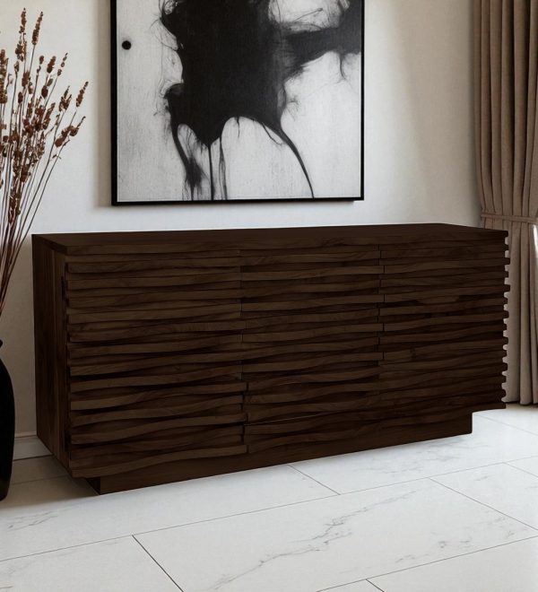 KL-2169W (1) The Attic Artic Sideboard, Multipurpose Cabinet for Kitchen and Living Room Storage, Crockery Storage, Solid Acacia Wood, Walnut Matte Finish