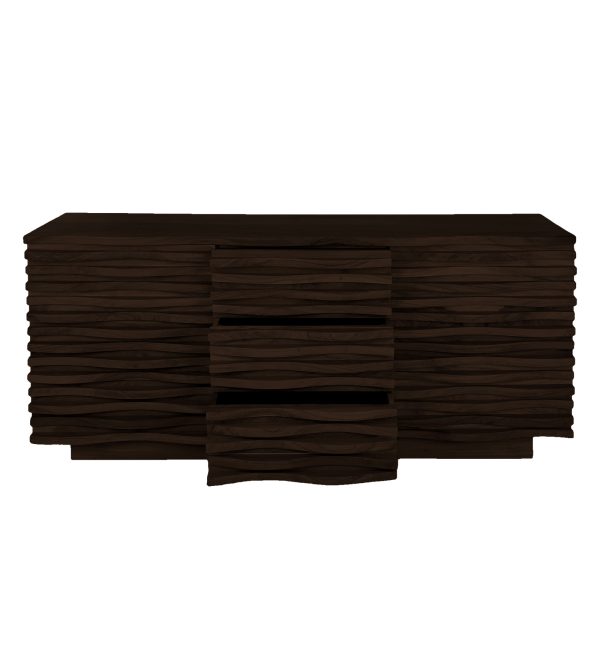 KL-2169W (10) The Attic Artic Sideboard, Multipurpose Cabinet for Kitchen and Living Room Storage, Crockery Storage, Solid Acacia Wood, Walnut Matte Finish