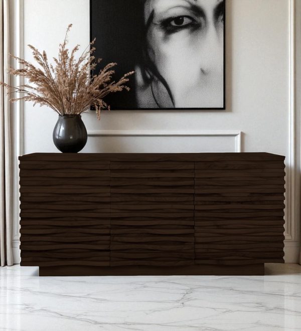 KL-2169W (2) The Attic Artic Sideboard, Multipurpose Cabinet for Kitchen and Living Room Storage, Crockery Storage, Solid Acacia Wood, Walnut Matte Finish