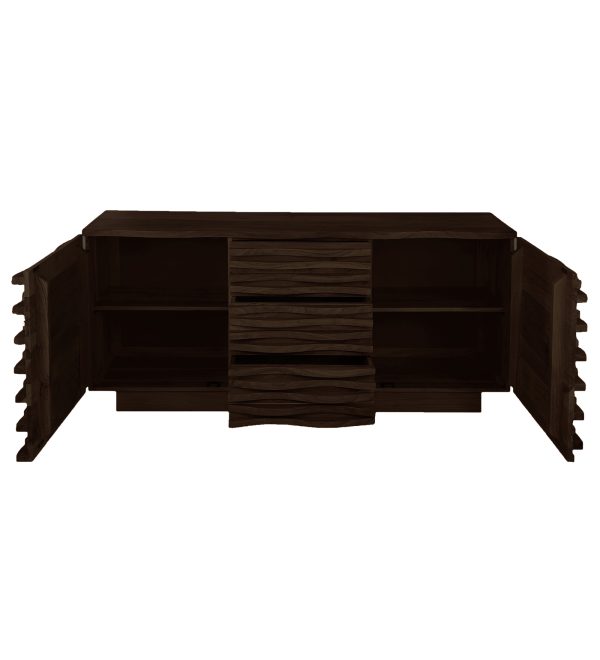 KL-2169W (9) The Attic Artic Sideboard, Multipurpose Cabinet for Kitchen and Living Room Storage, Crockery Storage, Solid Acacia Wood, Walnut Matte Finish