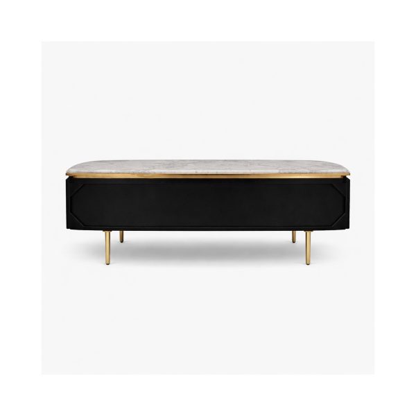 The Attic Carlston TV Cabinet, Solid Wood Sideboard TV Cabinet for Living Room, Classy TV Cabinet, Wooden Free Standing TV Unit Side Board Table with Storage, Black Matte Finish