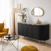KL-2245B (1) The Attic Carlston Sideboard Large, Multipurpose Cabinet for Kitchen and Living Room Storage, Classy Sideboard, Solid Mango Wood, Black Matte Finish