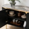 The Attic Carlston Sideboard Large, Multipurpose Cabinet for Kitchen and Living Room Storage, Classy Sideboard, Solid Mango Wood, Black Matte Finish